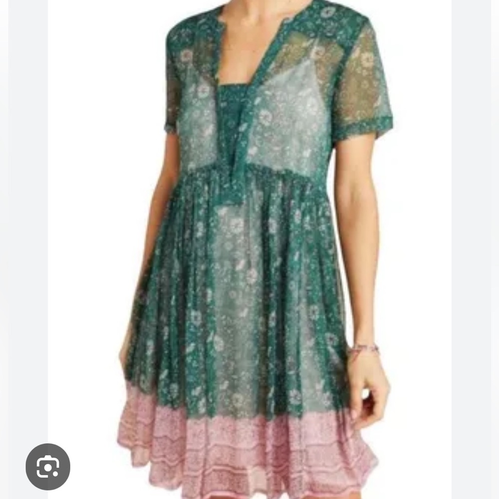 Anthropologie Maeve Adrian Dress Tunic Sheer with Slip Attached Size Small 💚🎀 - Picture 8 of 9